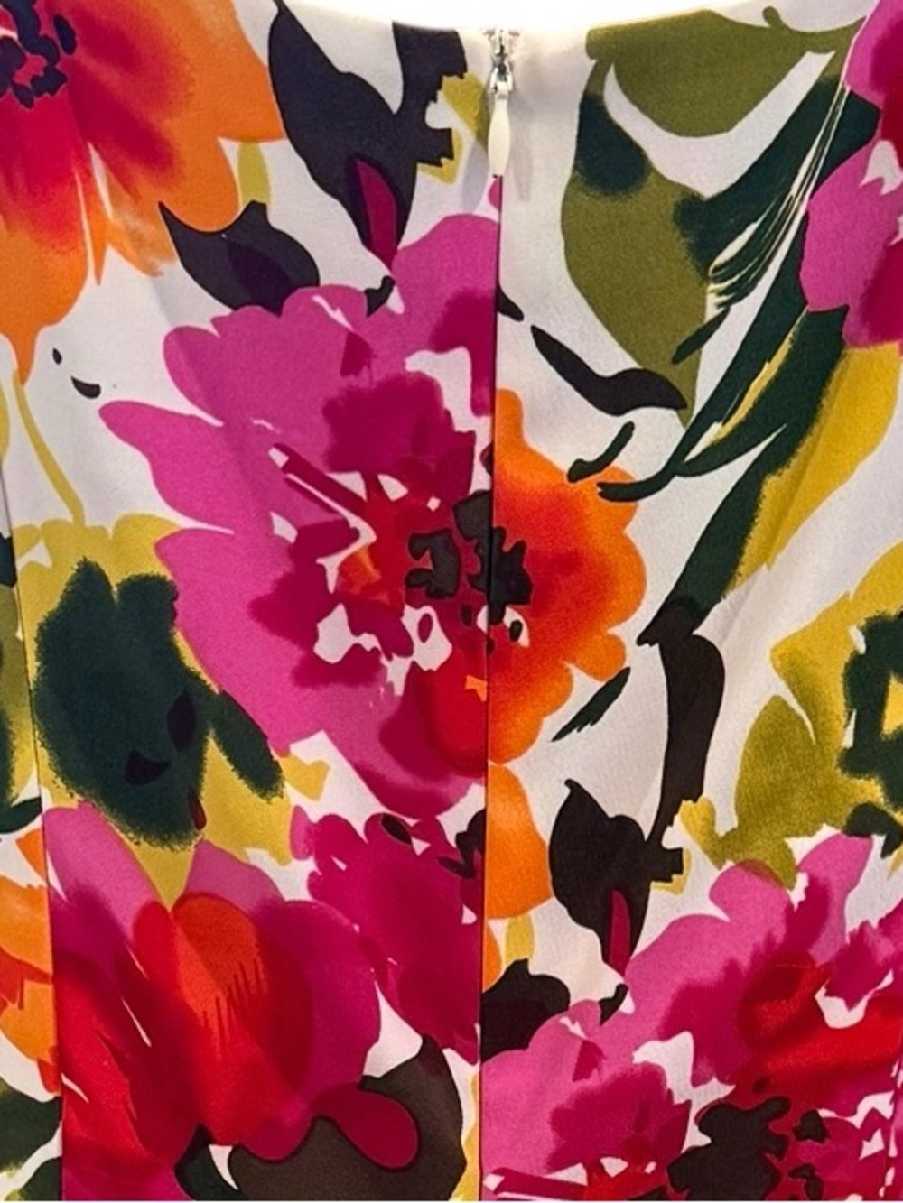 Ronni Nicole Floral Midi Dress Tropical Full Skirt White Orange Pink Red Size 10 - Picture 7 of 8